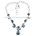 Labradorite Blue Topaz & Peridot with 925 Sterling Silver Strand Necklace for Gift